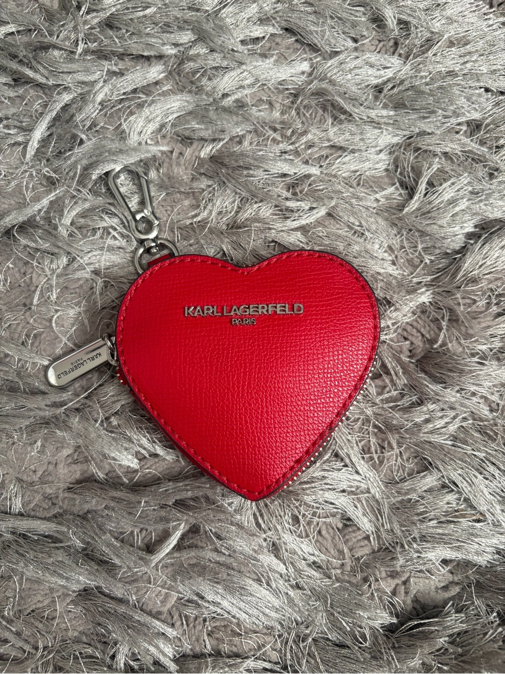 Karl Lagerfeld Red Heart Key & Card Pouch with Clip